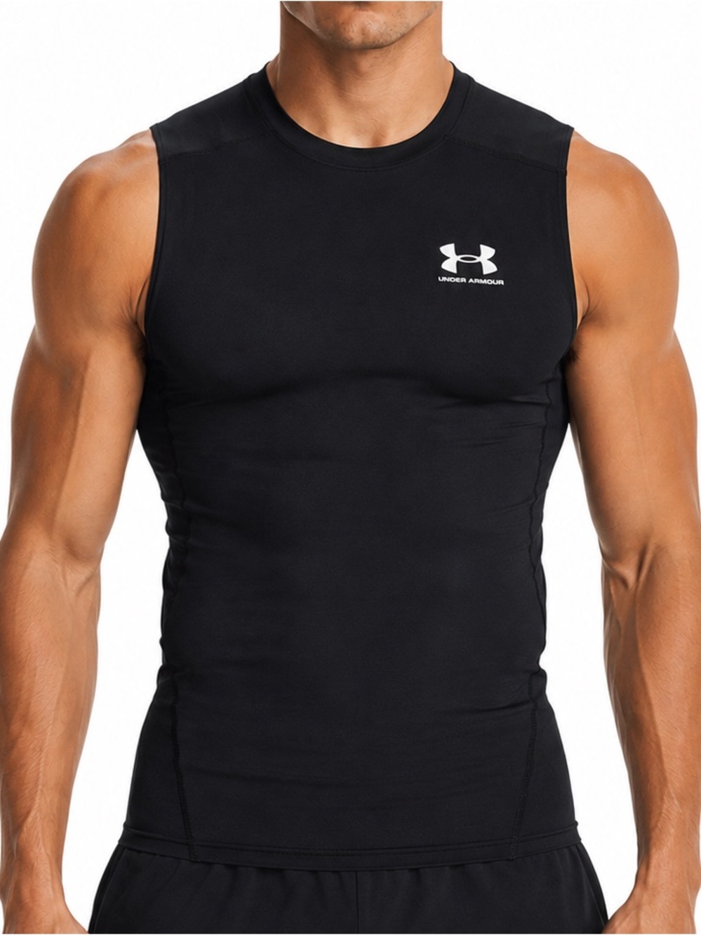 Under Armour HeatGear Compression Sleeveless tank muscle Shirt Black Mens medium